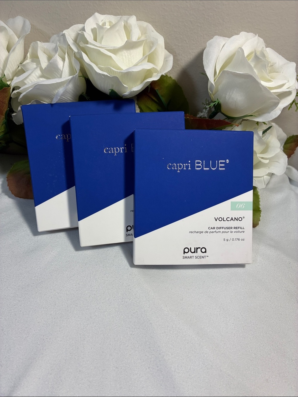 Promo 💥 capri BLUE Volcano Car Diffuser Refills - Blue & White (Pack of 3)